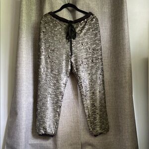 Free People Sequin Jogger Pants with Black Trim M